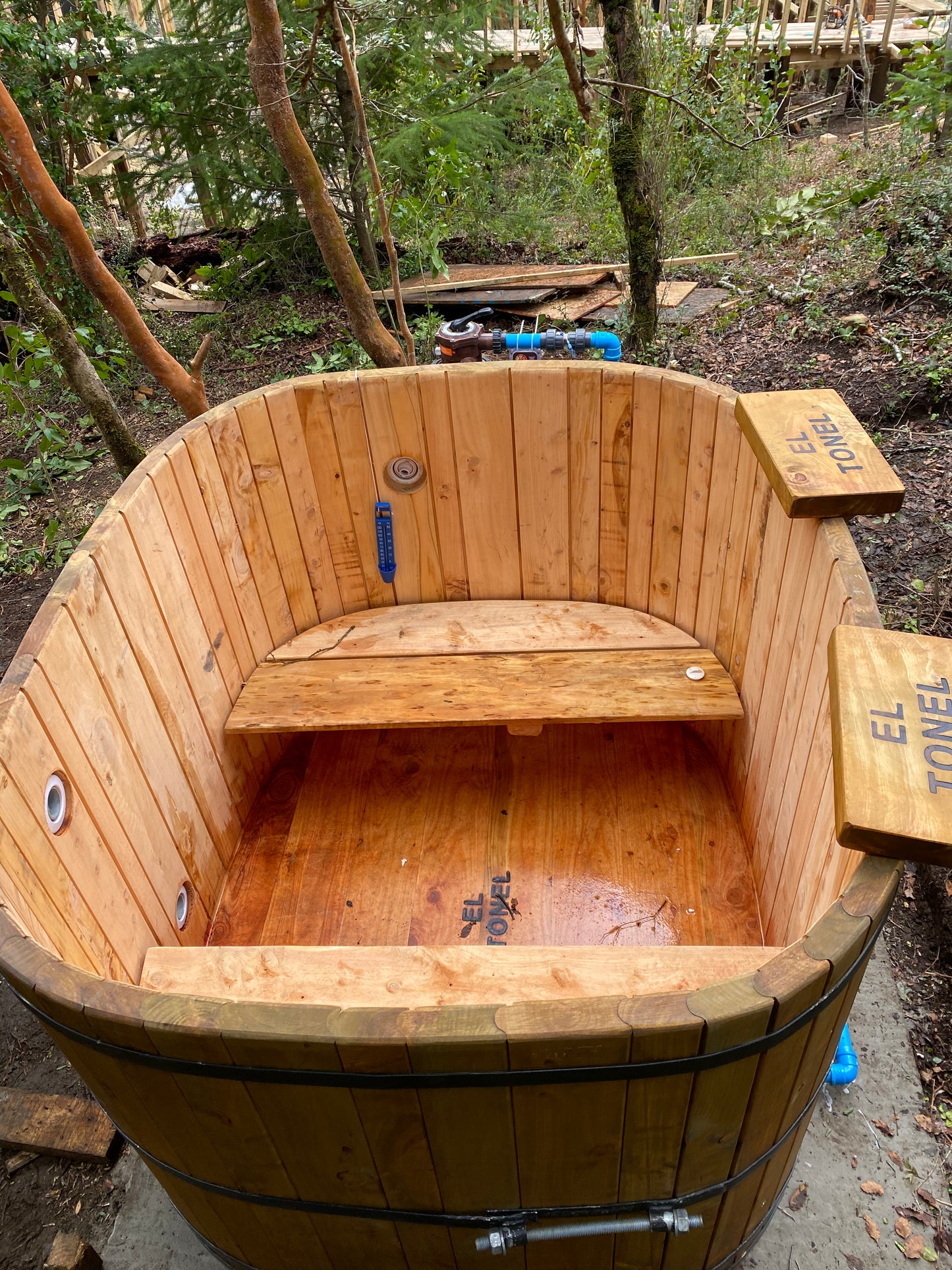 Cuba de Madera 6 Personas Calefactor Exterior Leña madera de Cipres premium, tina, tinajas, spa, piscinas, jacuzzi