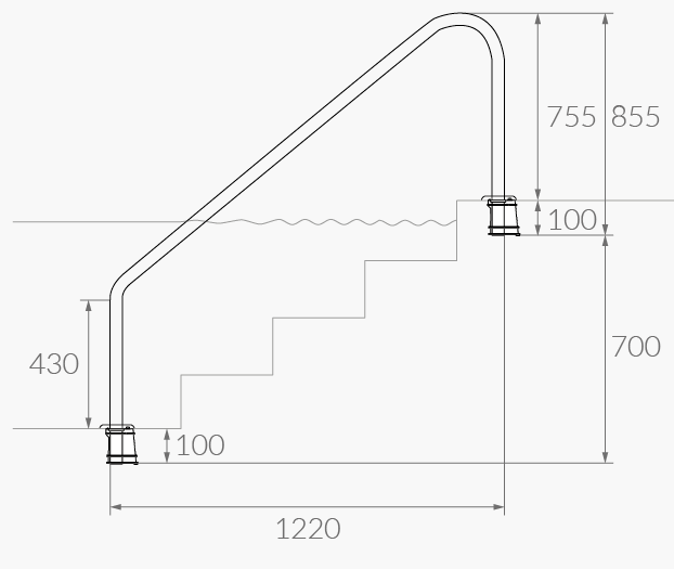 PASAMANOS MOD. EXT/INT PARA 4 ESCALONES